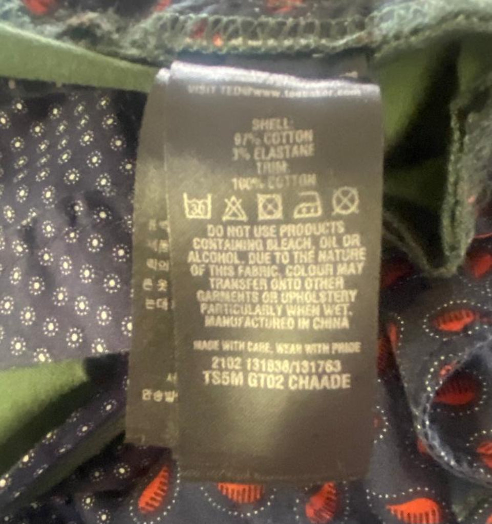 Ted Baker Green Chinos - Wash Instructions