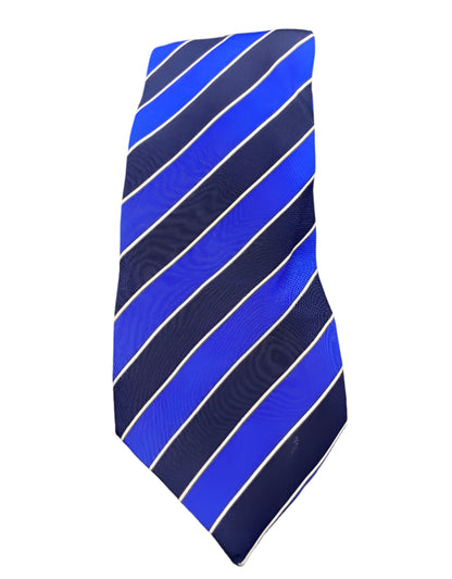 Christian Dior Navy/ Blue Striped Silk Tie - Front