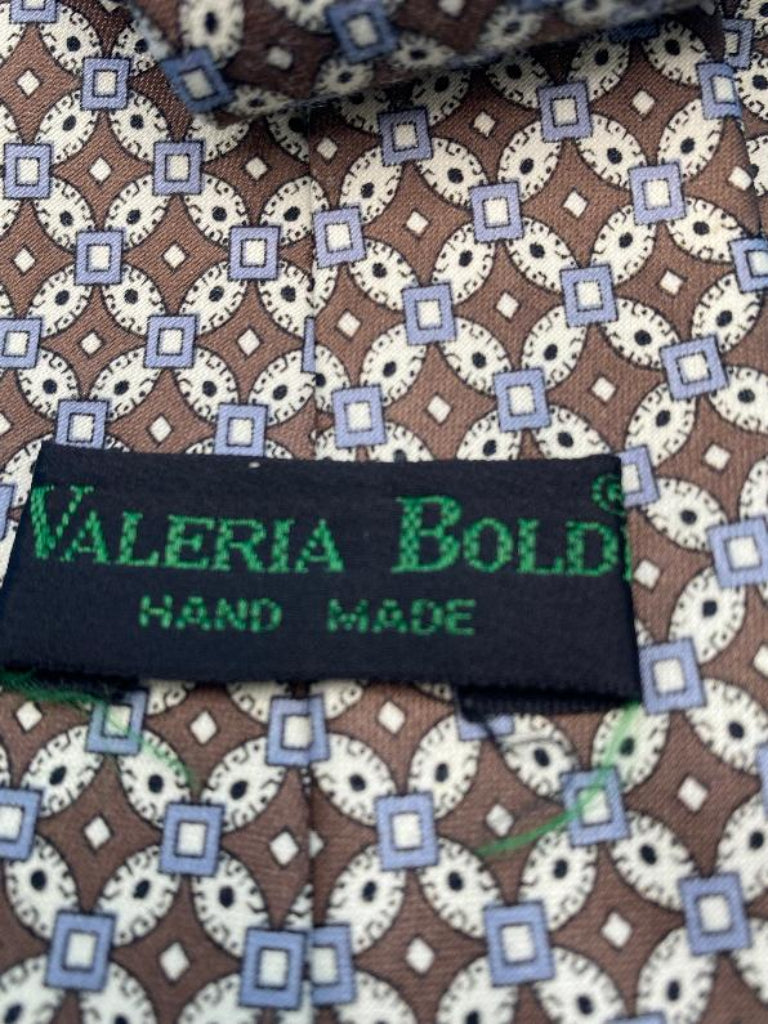 VALERIA BOLDI Brown & Cream Handmade 100% Silk Tie - Great Condition