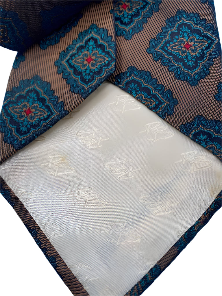 Balmain 100% Silk Tie - Brown/Green/Blue