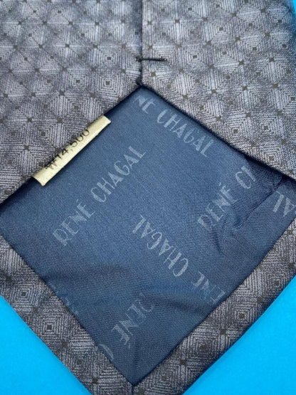 Rene Chagal Handmade Navy & Grey 100% Silk Tie
