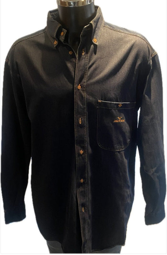 Armani Jeans Navy Denim Shirt - Front