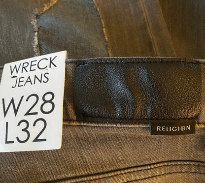 RELIGION Grey Skinny Fit Wreck Jeans Tags