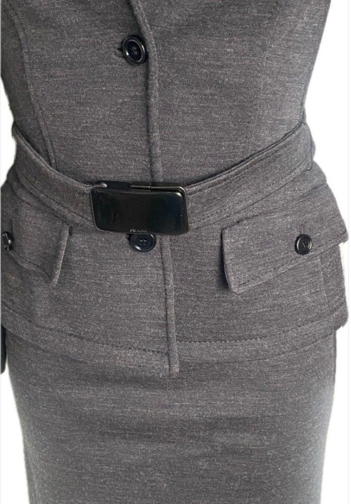 PRADA Grey Skirt Suit - Size UK14