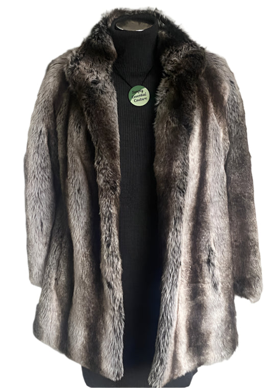 H F Greene Faux Fur Coat Size UK10 - Pre-loved