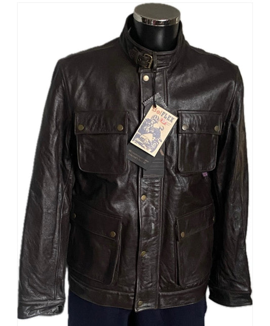 Belstaff Brown Leather Bike Jacket - Size M
