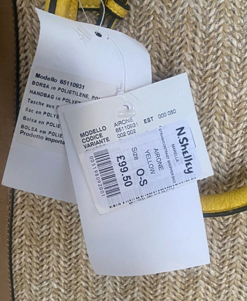 MARELLA Straw Bag - Yellow Handles Tags