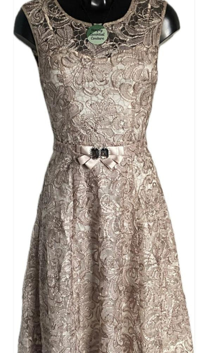 Phase Eight Latte & Cream Lace Dress - UK8