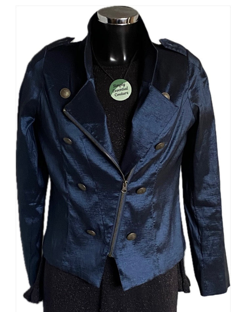 TWIGGY LONDON Navy Satin Jacket - UK M