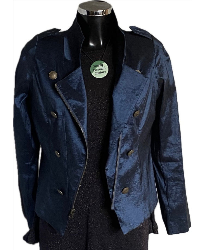 TWIGGY LONDON Navy Satin Jacket - UK M