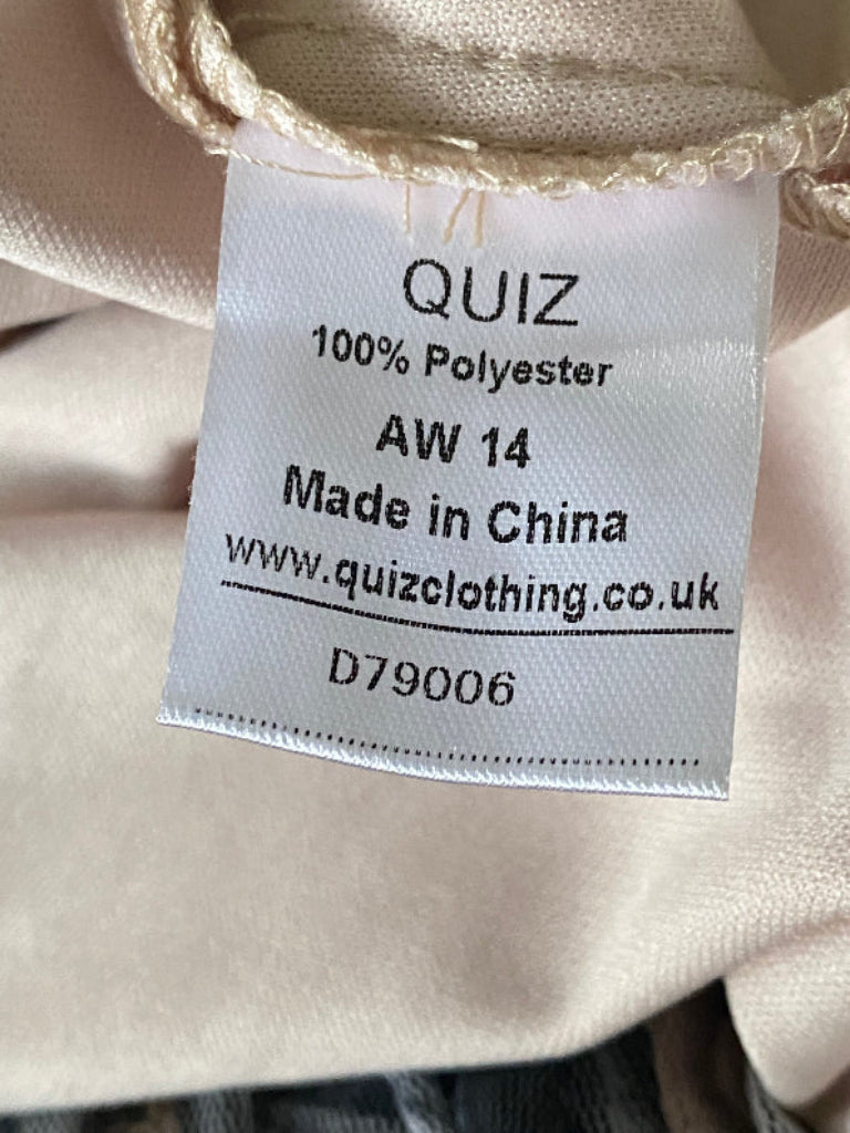 QUIZ Gold & Black Roses Dress - UK12