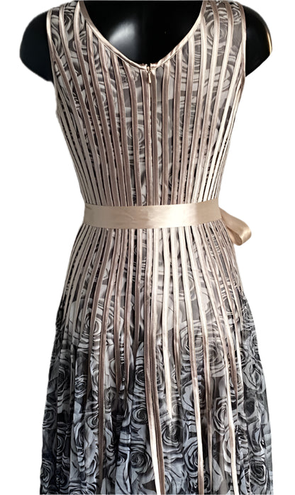 QUIZ Gold & Black Roses Dress - UK12