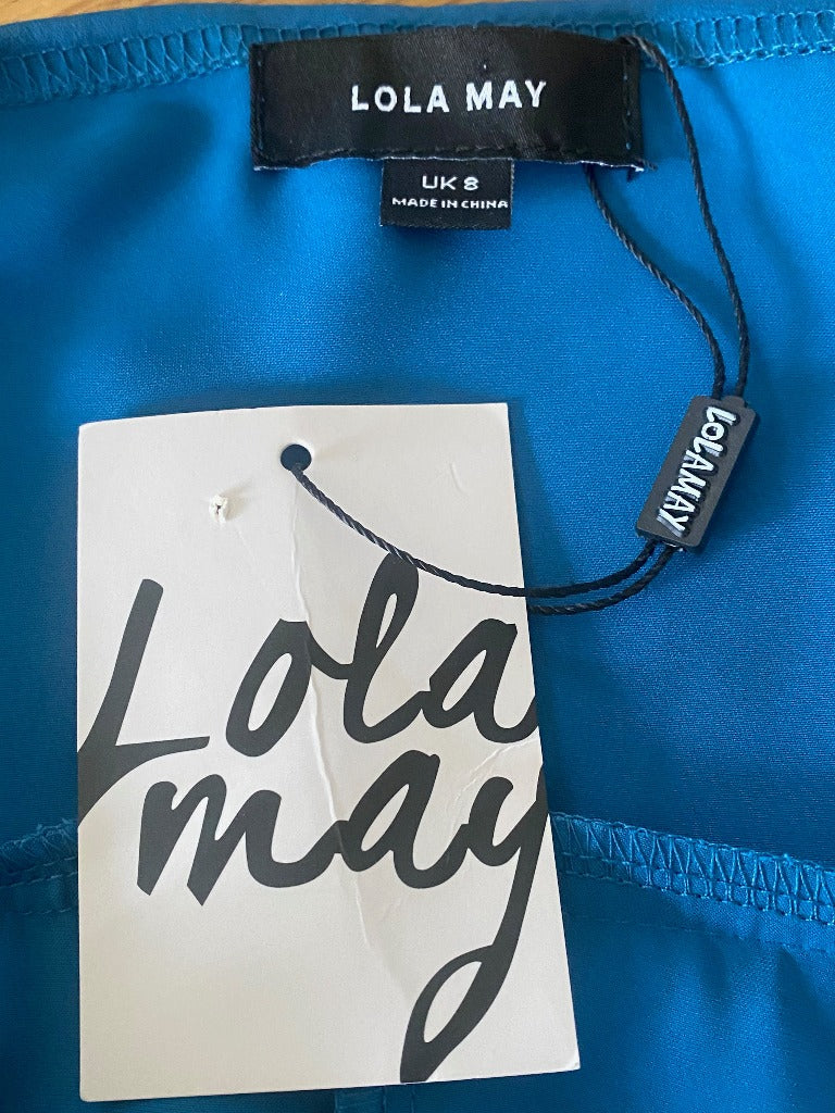 Lola May Royal Blue Satin-Look Dress Tag