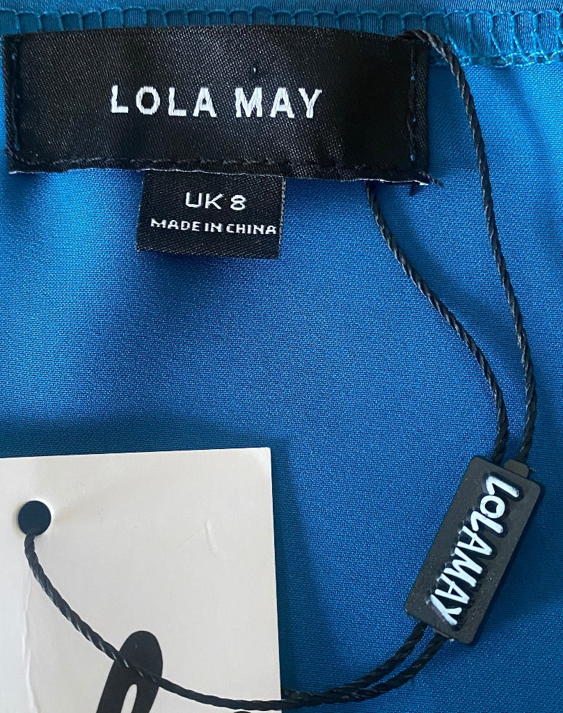 Lola May Royal Blue Satin-Look Dress Tag