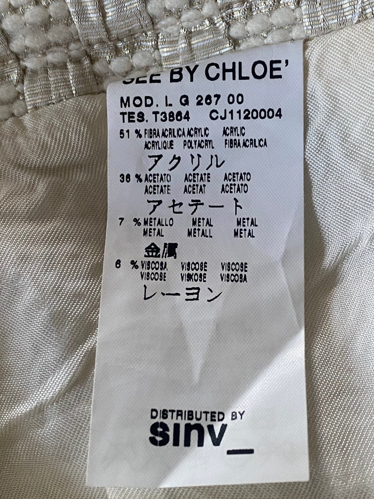 SEE by CHLOE Cream Woven Pattern Skirt - UK8