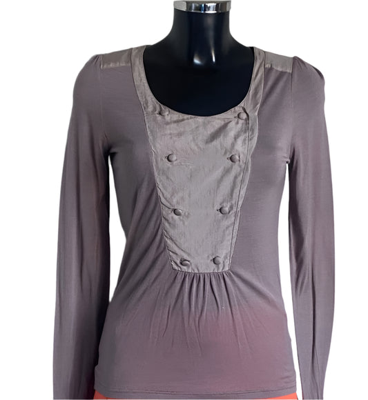 Reiss Brown Panelled Top - Size S