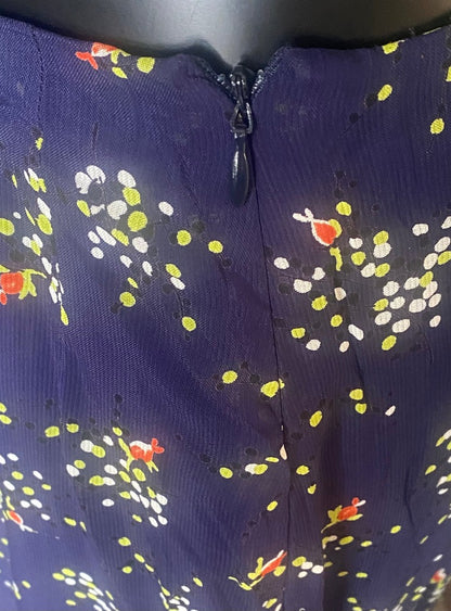 MOSCHINO Navy Floral Skirt - UK14