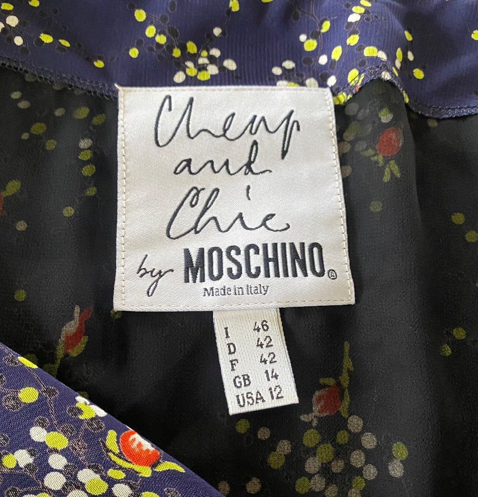 MOSCHINO Navy Floral Skirt - UK14