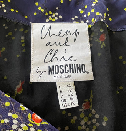 MOSCHINO Navy Floral Skirt - UK14
