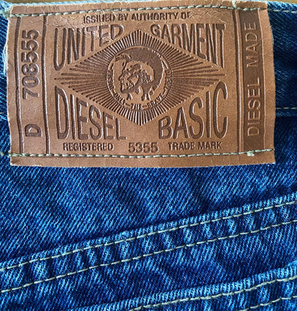 DIESEL Blue Denim Shorts - Leather Patch