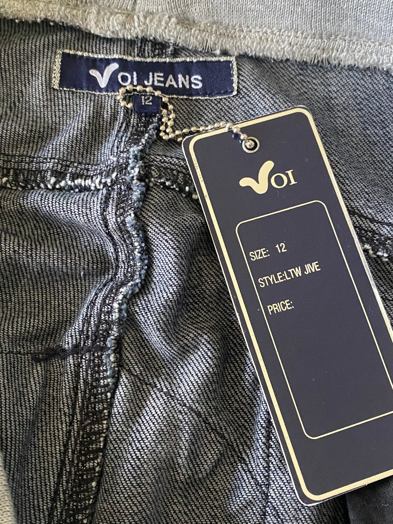 VOI Retro Blue Denim Shorts - Size UK12 