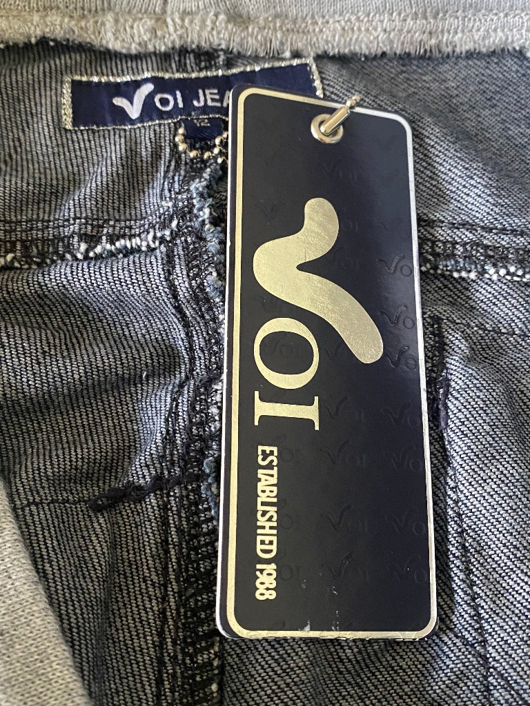 VOI Retro Blue Denim Shorts - Size UK12 
