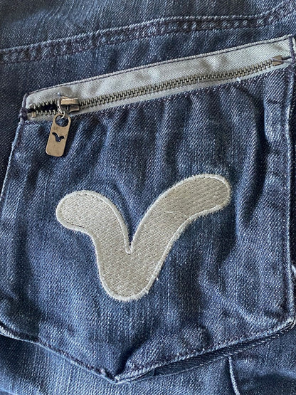 VOI Retro Blue Denim Shorts - Size UK12 