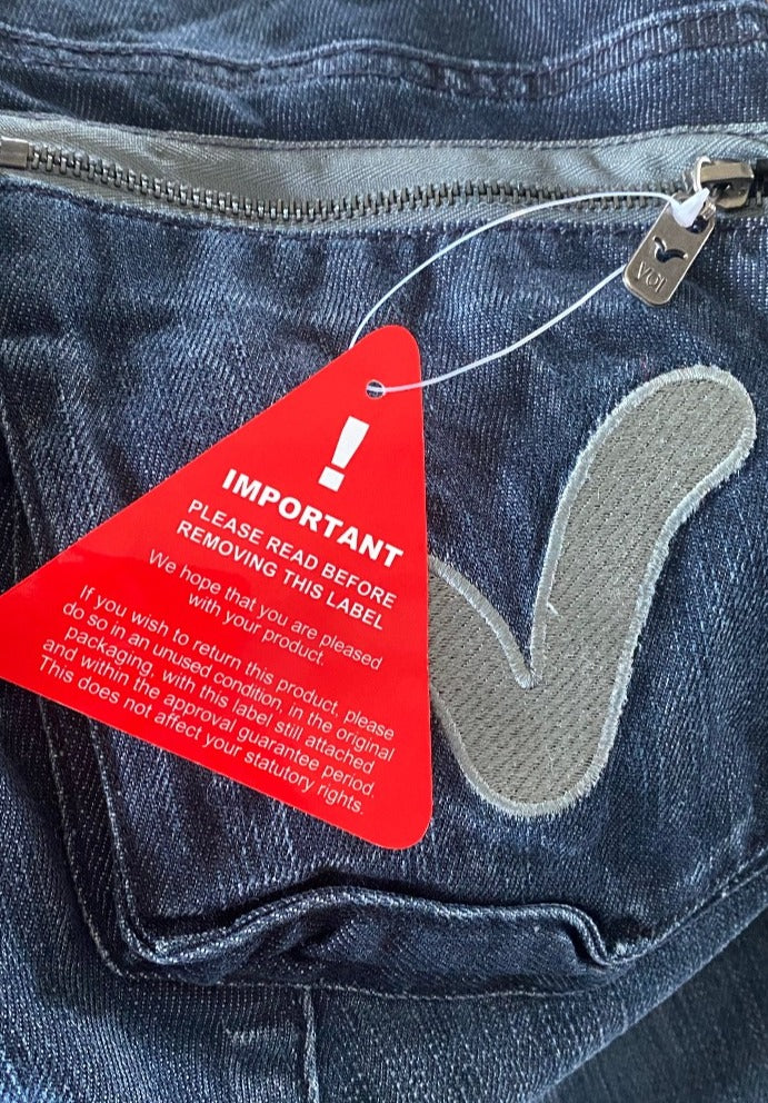 VOI Retro Blue Denim Shorts - Size UK12 
