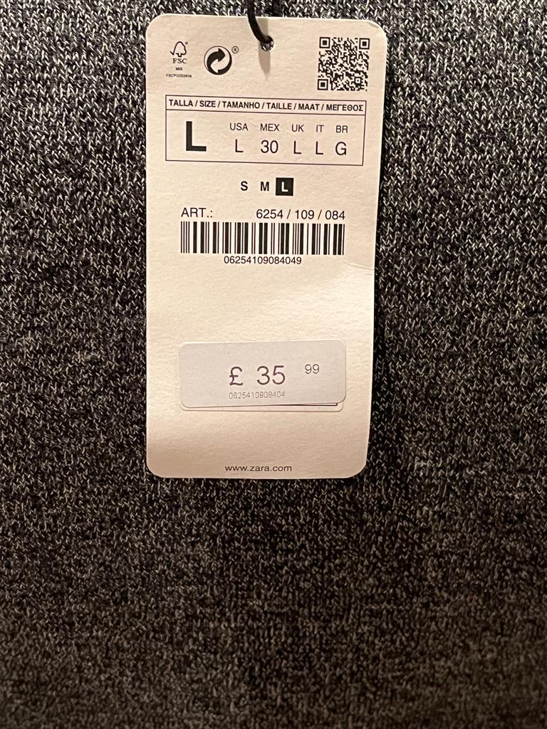 ZARA KNIT Grey Wool & Faux Leather Dress - RRP Tag