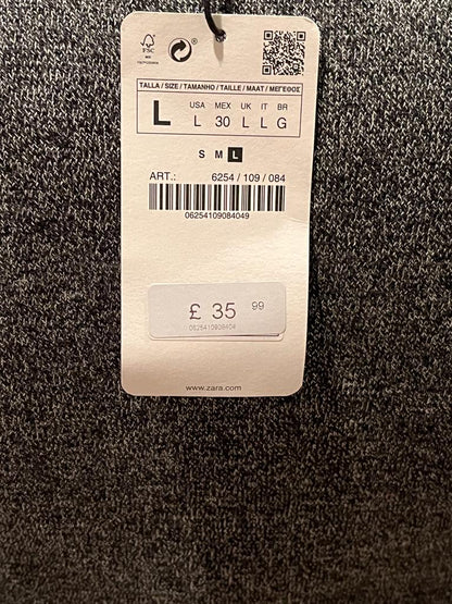 ZARA KNIT Grey Wool & Faux Leather Dress - RRP Tag