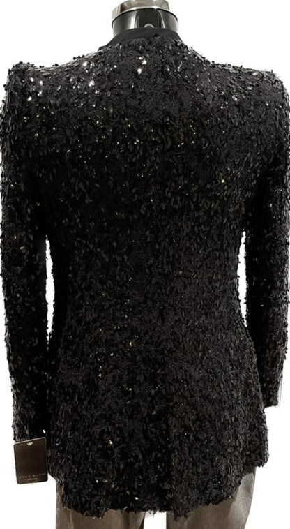Zara Black Sequinned Jacket  - Size M