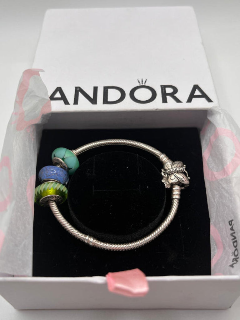 Pandora 3 Glass Charm Bracelet