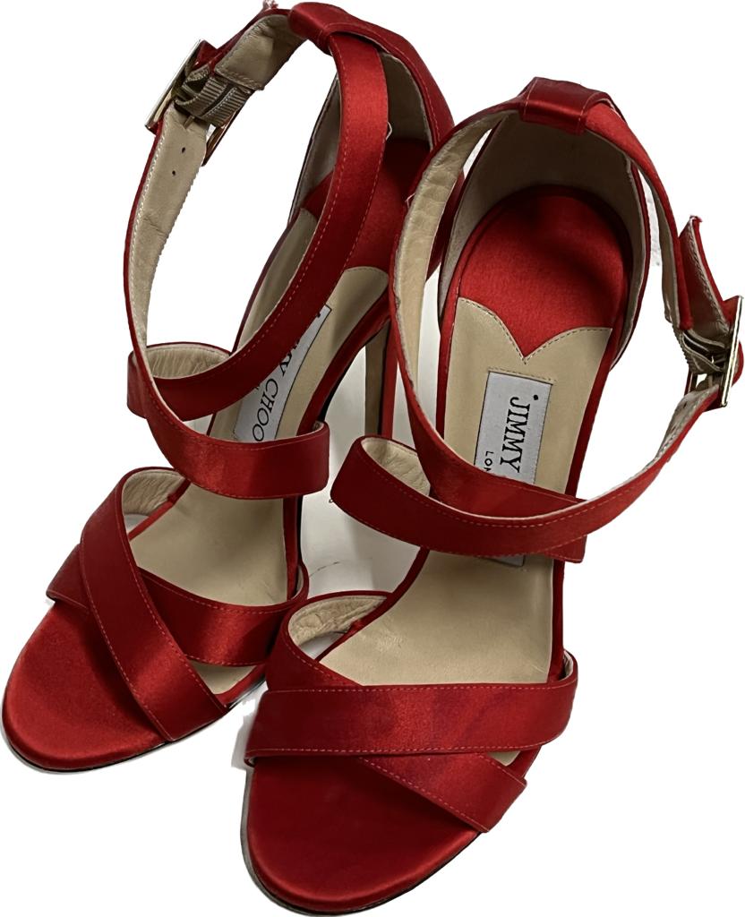 Jimmy Choo Red Satin Sandals - Size 3