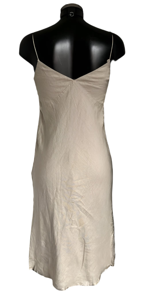 CALVIN KLEIN Mocha Linen Dress - UK 12