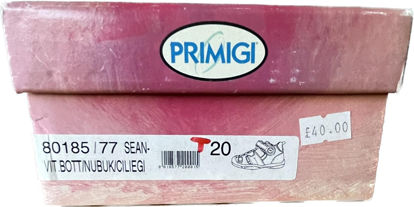 Primigi Boys Red Leather sandals, Size UK4 infant EU20 US6. NEW in Box