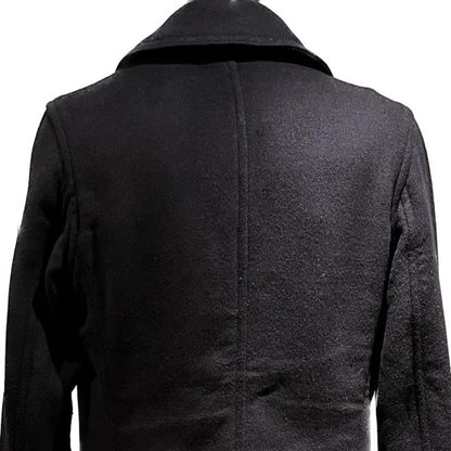Burberry Brit Navy Wool Pea Coat - Rear