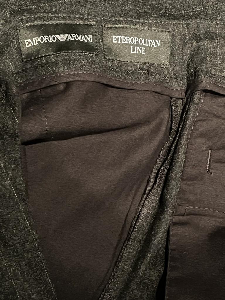 Emporio Armani Grey Unhemmed Trousers W32 - Inside abel