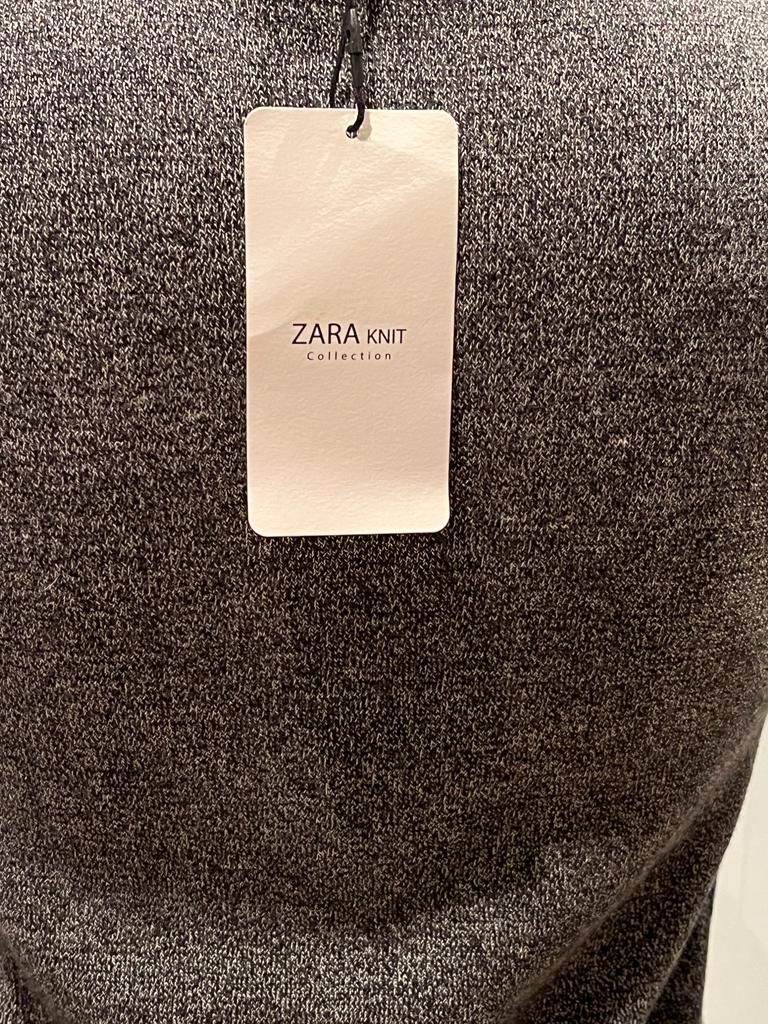 ZARA KNIT Grey Wool Dress - UK L - Tag