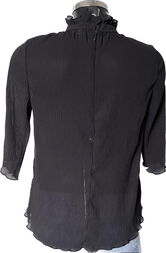 MONKL Black Chiffon Top - Size UK12