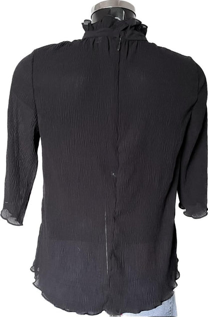 MONKL Black Chiffon Top - Size UK12