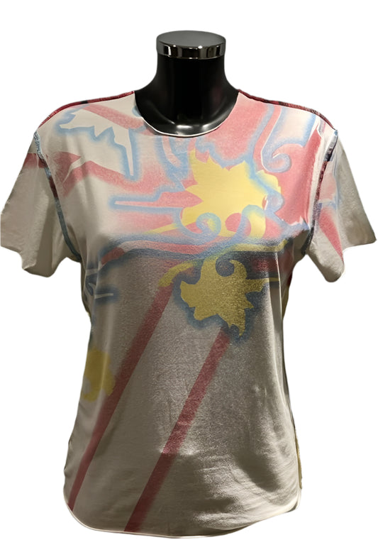 Versace Jeans Couture Cream Patterned T-shirt - Size M - Pre-loved