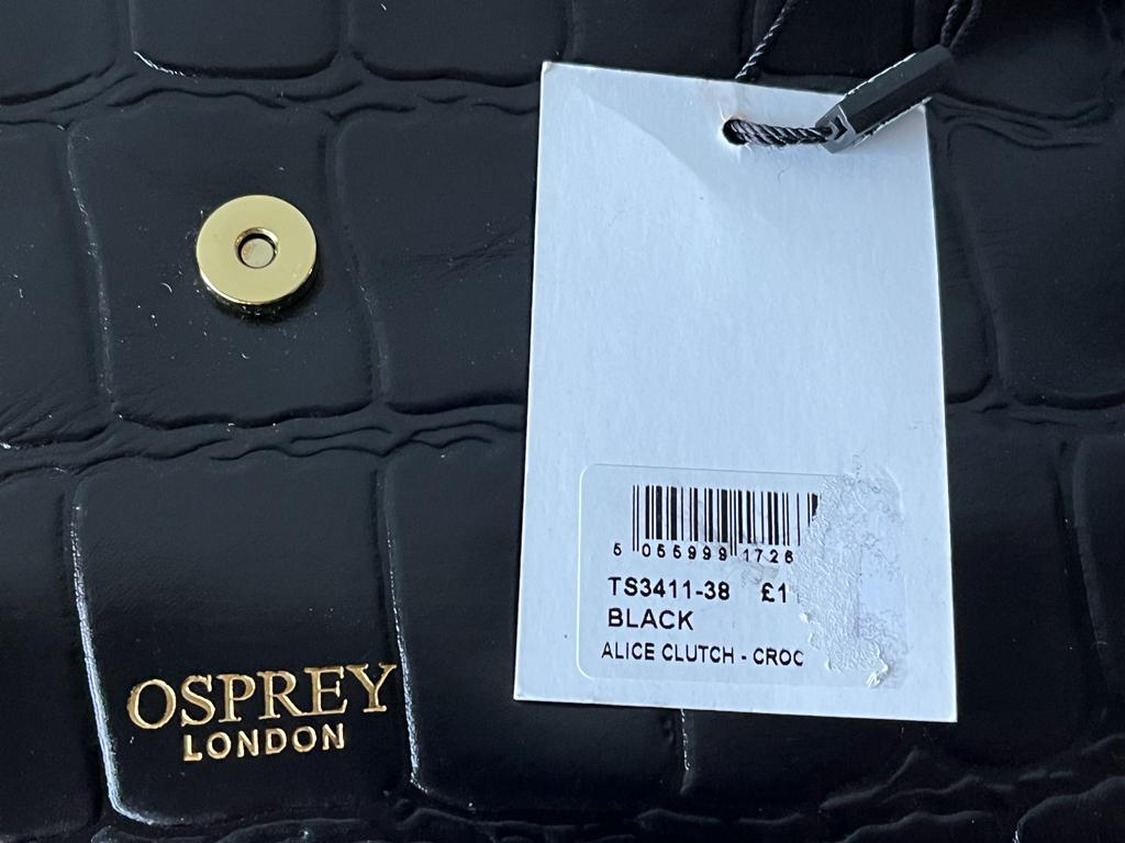 OSPREY Black Leather Alice Clutch Bag