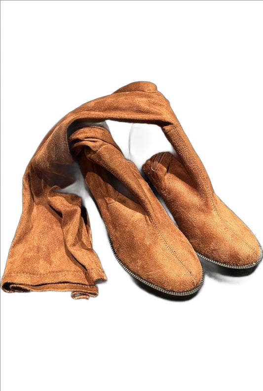 Red Kiss Long Suede Brown Boots  size 4 -NEW