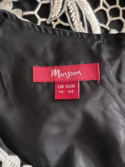 Monsoon Black and White Dress - UK14 - Pre-loved in great condition