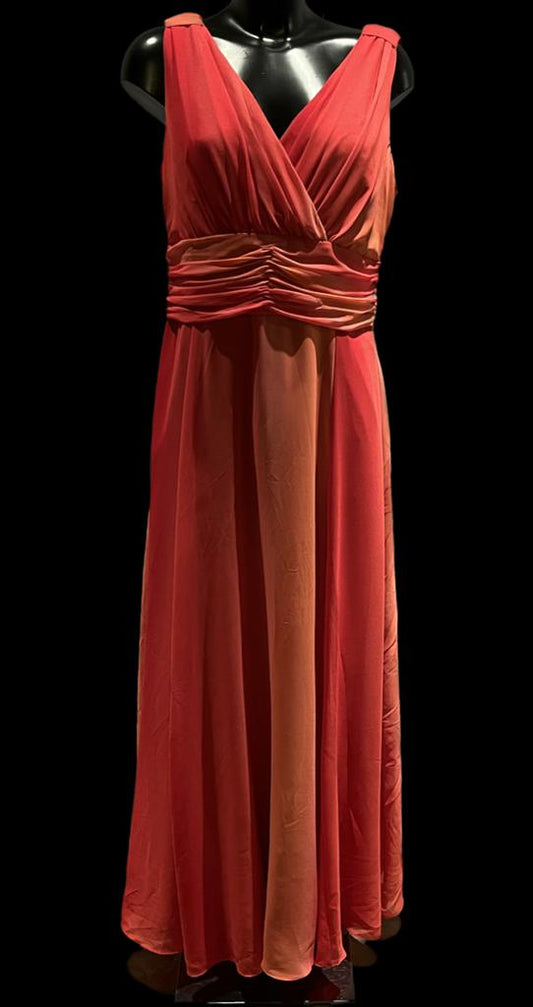 M&Co Red Long Chiffon Dress - Size UK14 - NEW with Tags