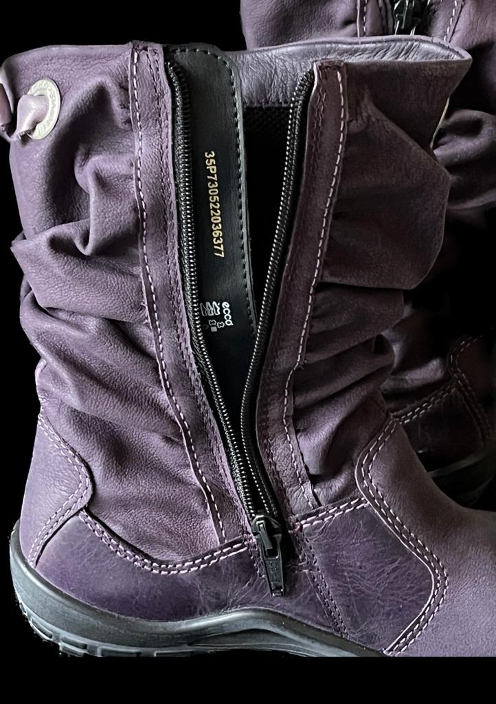Ecco Childrens Leather Boots Purple Size EU 35 UK 2.5 - Brand New in Box
