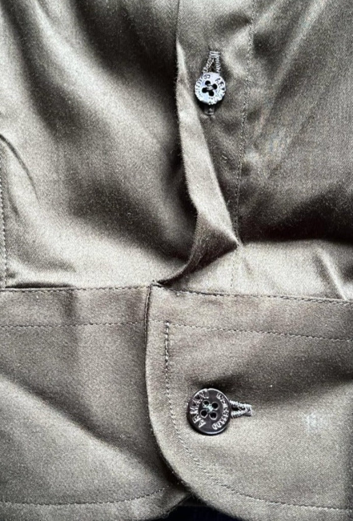 Armani Khaki Green Shirt - XXL - Button Detail
