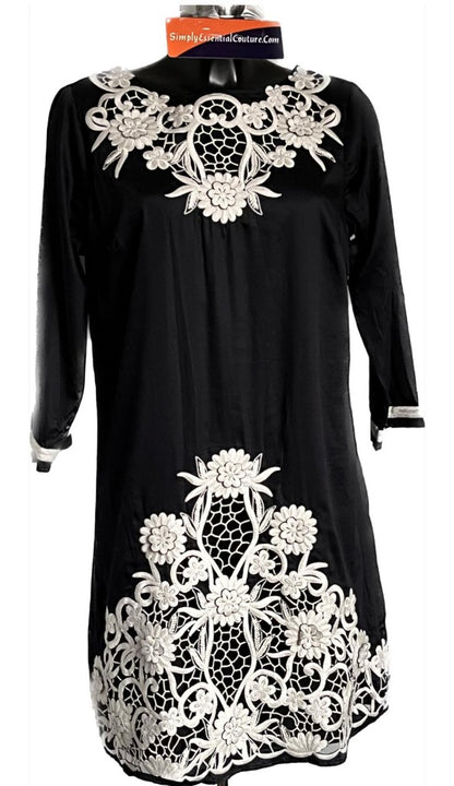Monsoon Black and White Dress - UK14 - Pre-loved in great condition