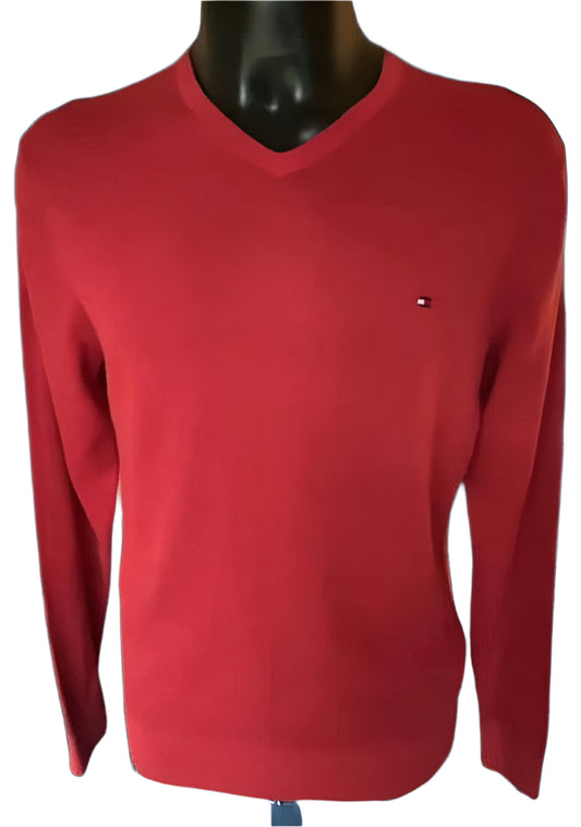 Hilfiger Red Jumper Size M - Pre-loved