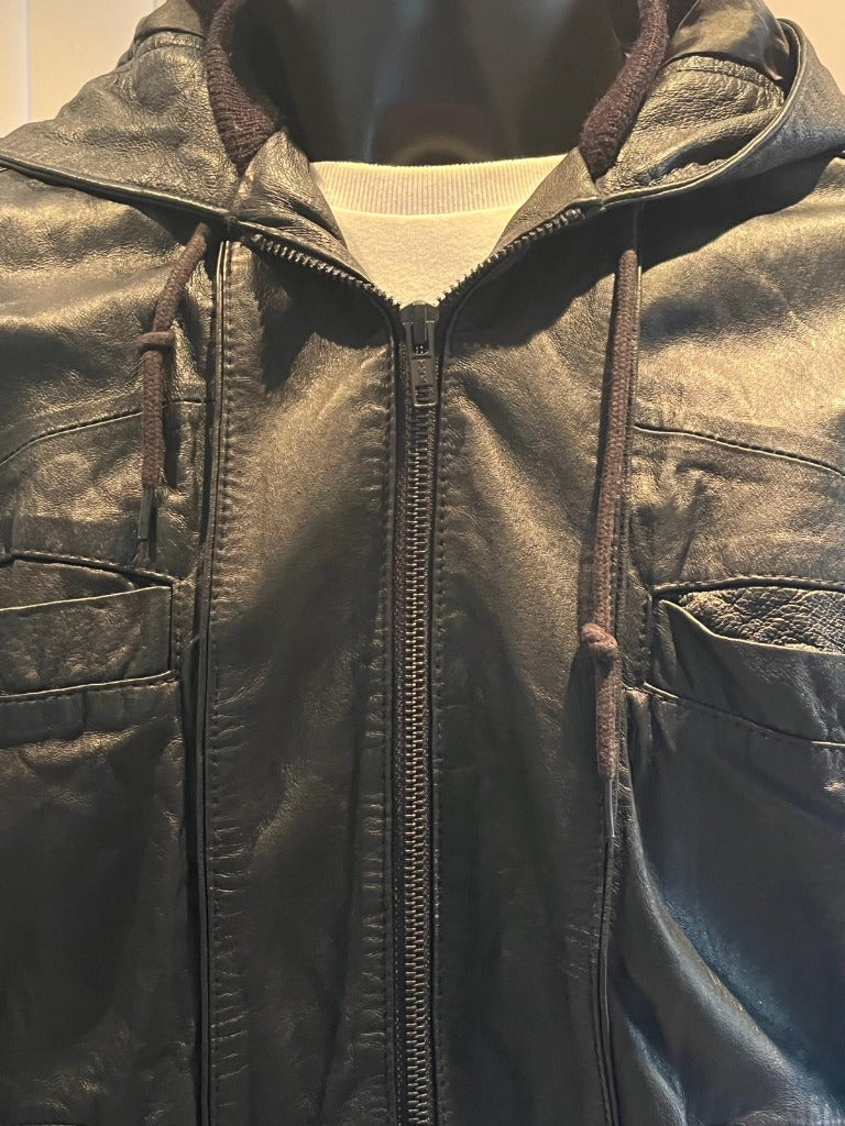 Topman Black Leather Jacket - Zip